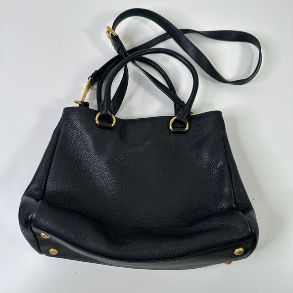 Prada Women's Black Leather Bottom Studs Adjustable Shoulder Handbag Size Small - Picture 2 of 12